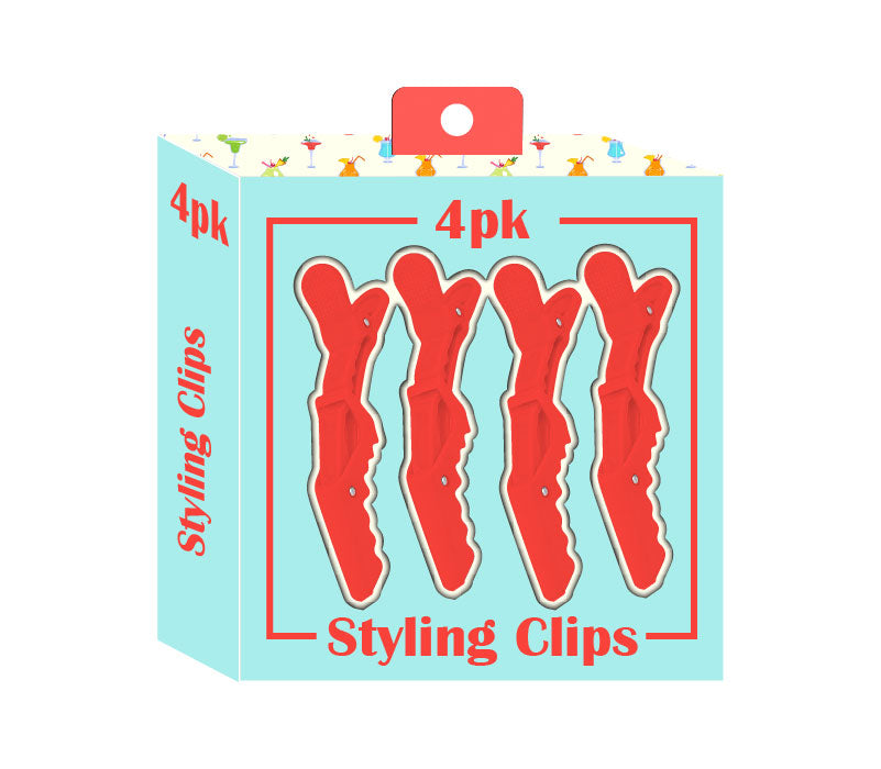 No Slip Hair Clips | Red & Cocktails (4 Pack) product photo