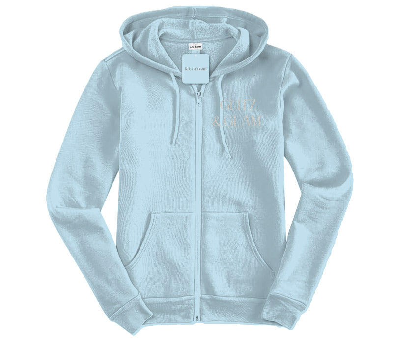 Glitz & Glam Zip Up Hoodie | Icy Blue product photo