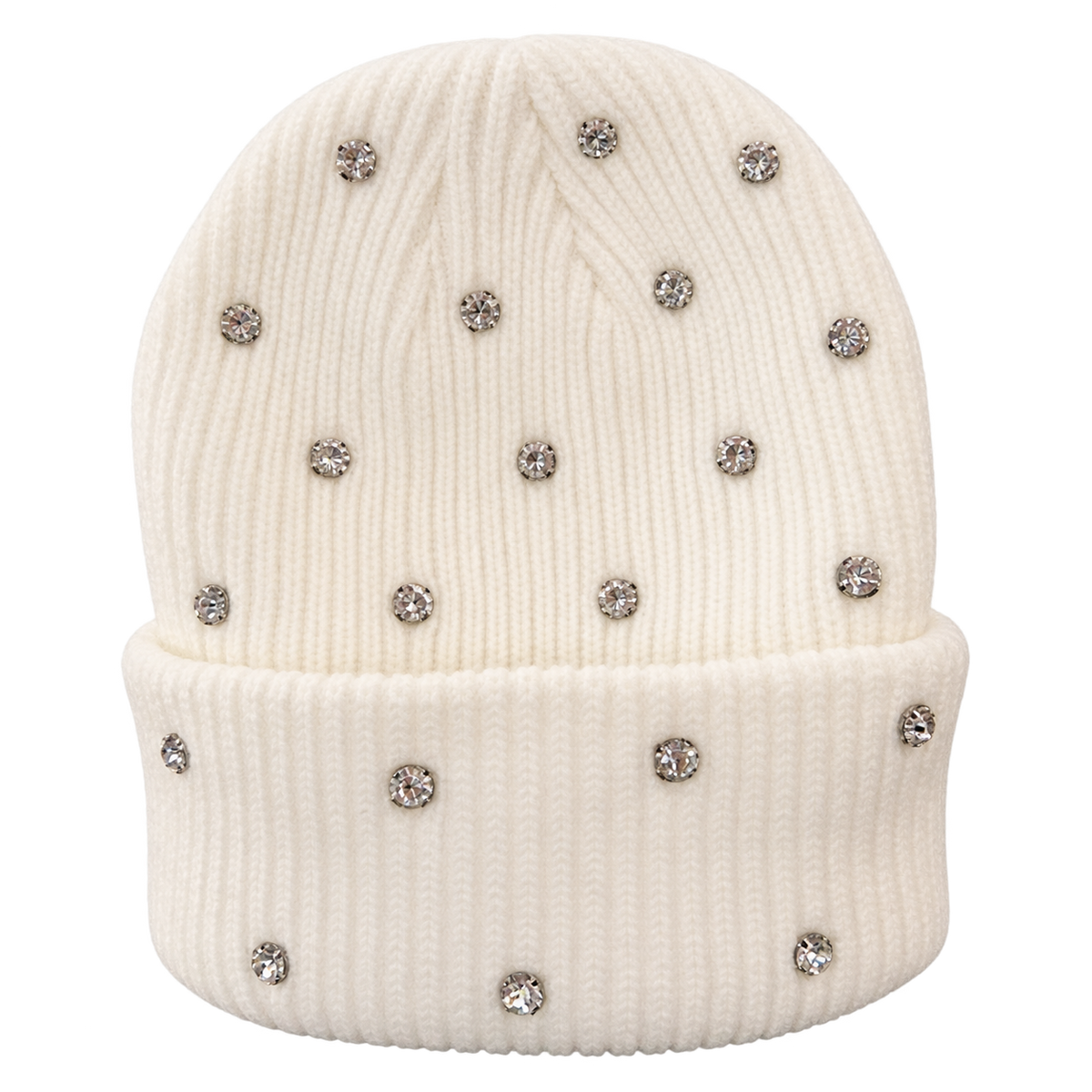 White rhinestone beanie product cutout
