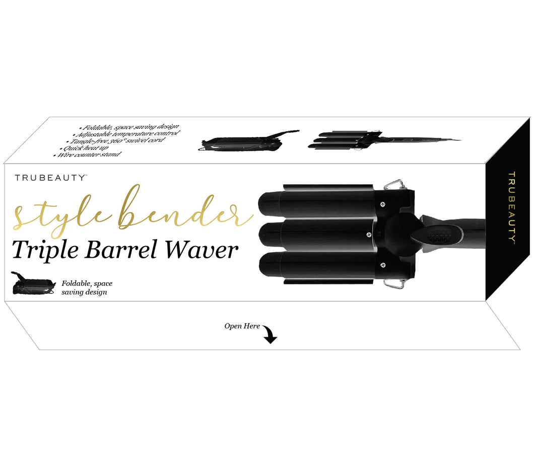 Tru Beauty Style Bender | Triple Barrel Waver BLACK